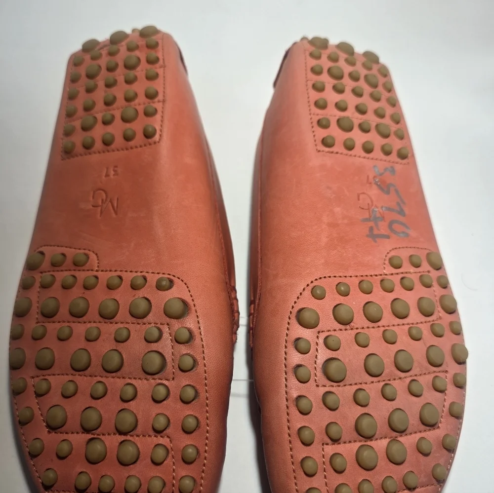 M.Gemi Women's Peach Leather Loafer Flats Made In Italy Size 37 US 7 Slip On